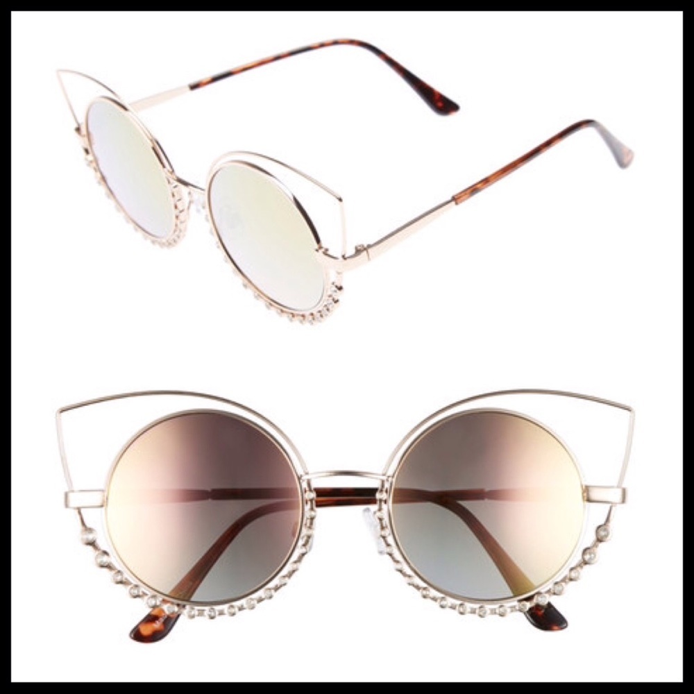 Nordstrom 55Mm Studded Gold Sunglasses nwt